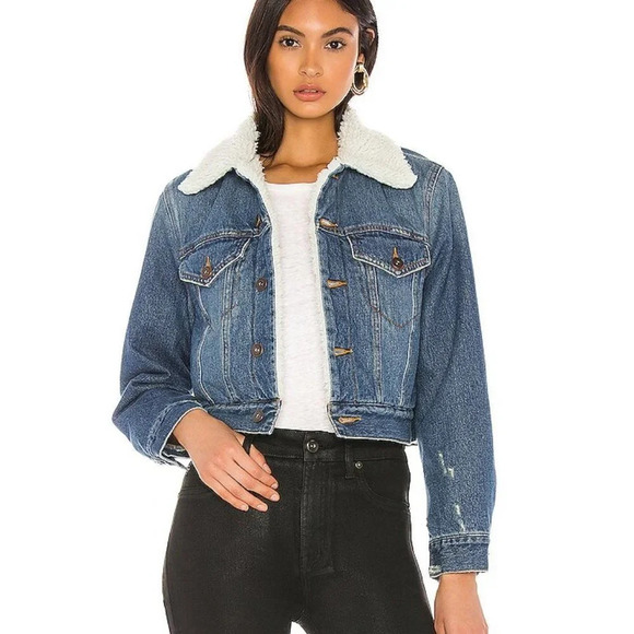 Pistola Madison Sherpa Denim Jacket Jean Jacket Blue Size Medium - Picture 1 of 8